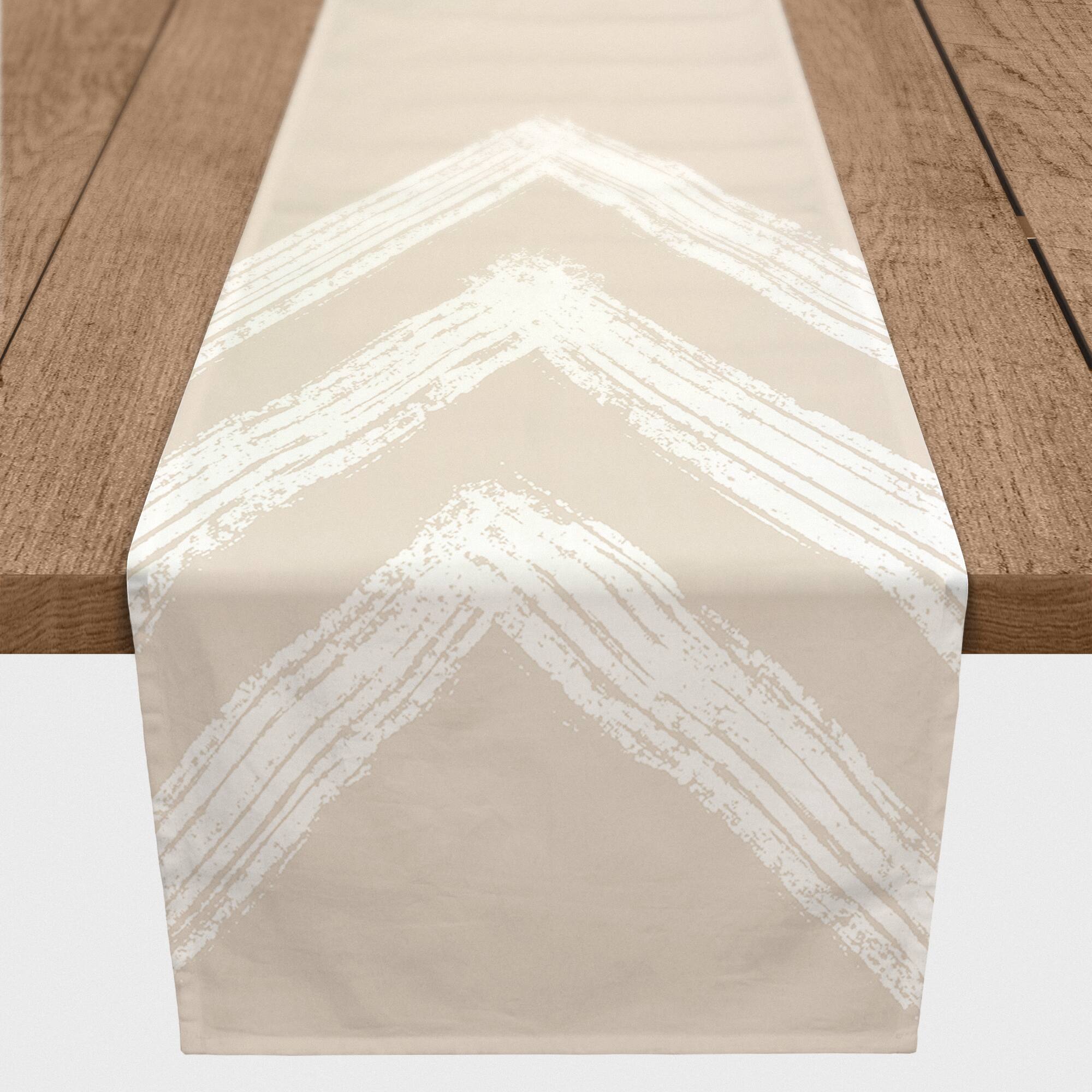 7.5ft. Neutral Zags Cotton Twill Table Runner